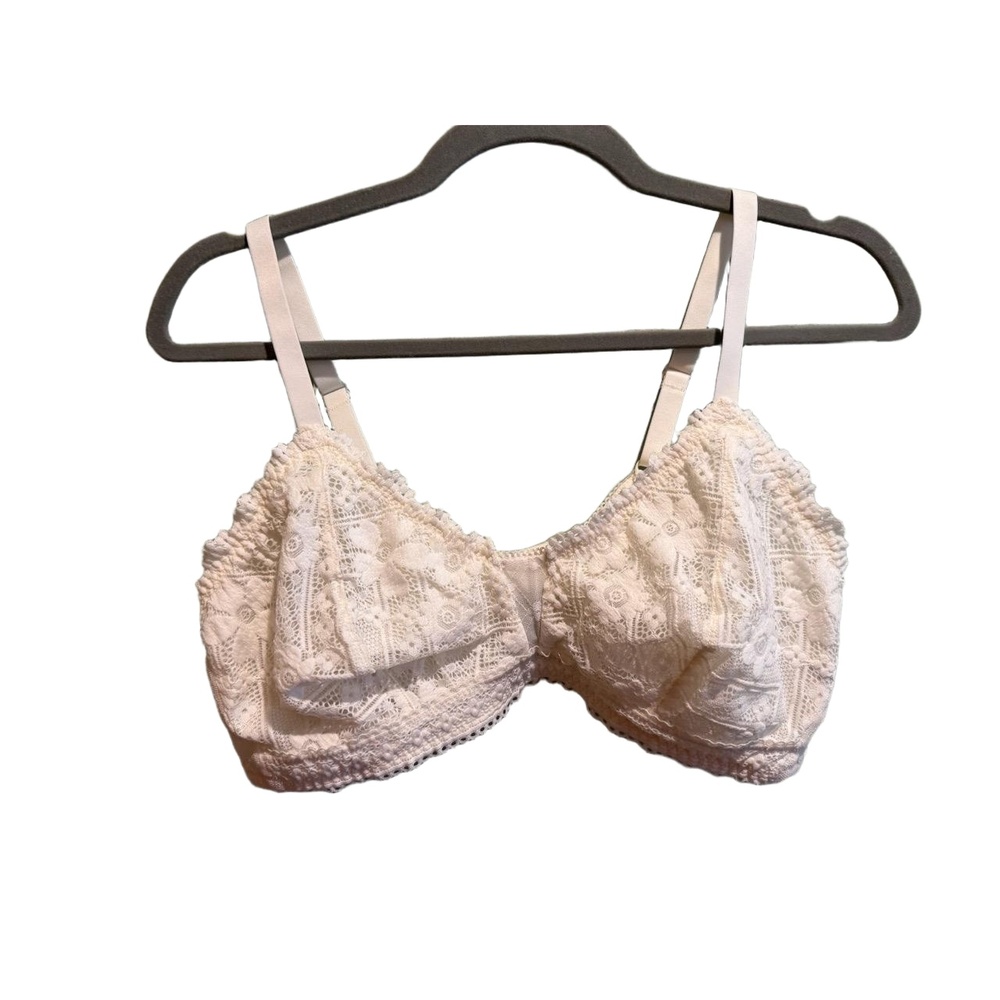 Aerie Bra Womens Size XL White Lace Adjustable Straps Stretchy Soft‎ Feminine